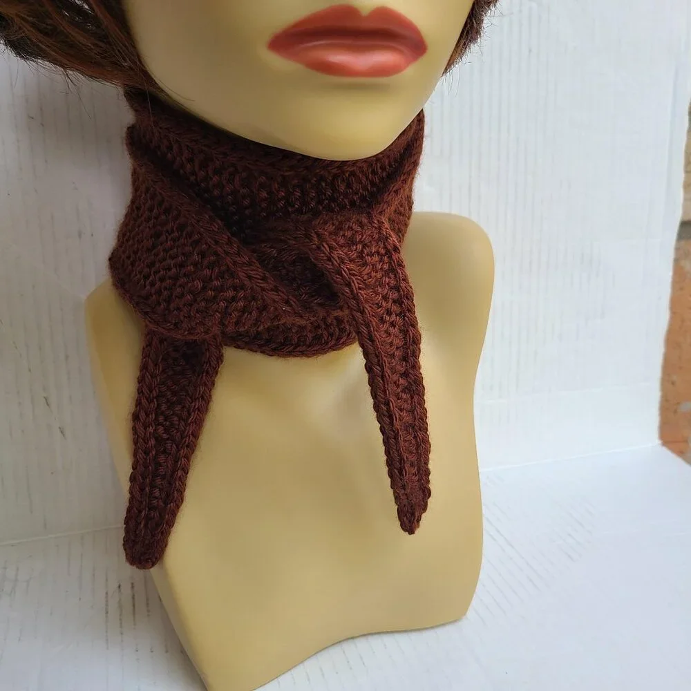 Sophie scarf Neck scarf small scarf Chocolate Brown scarf Knitted Handmade Scarf